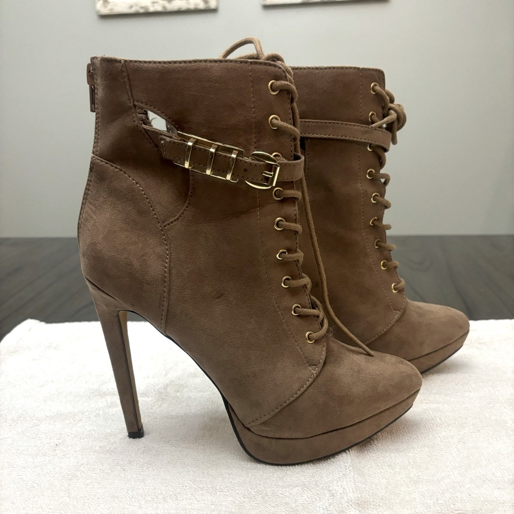 Lace-Up Heeled Boots by Express Size 8